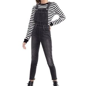 Levis Premium Denim Skinny Ankle Bib Overalls Womens 26 Black Charcoal